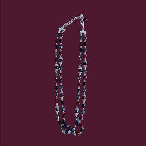 Gothic Double Strand Layered Necklace Adjustable‎ Chain Choker Witchy Red Black